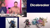 An image from a Dicebreaker stream wherein Maddie and Wheels paint Space Marine miniatures like My Little Pony.